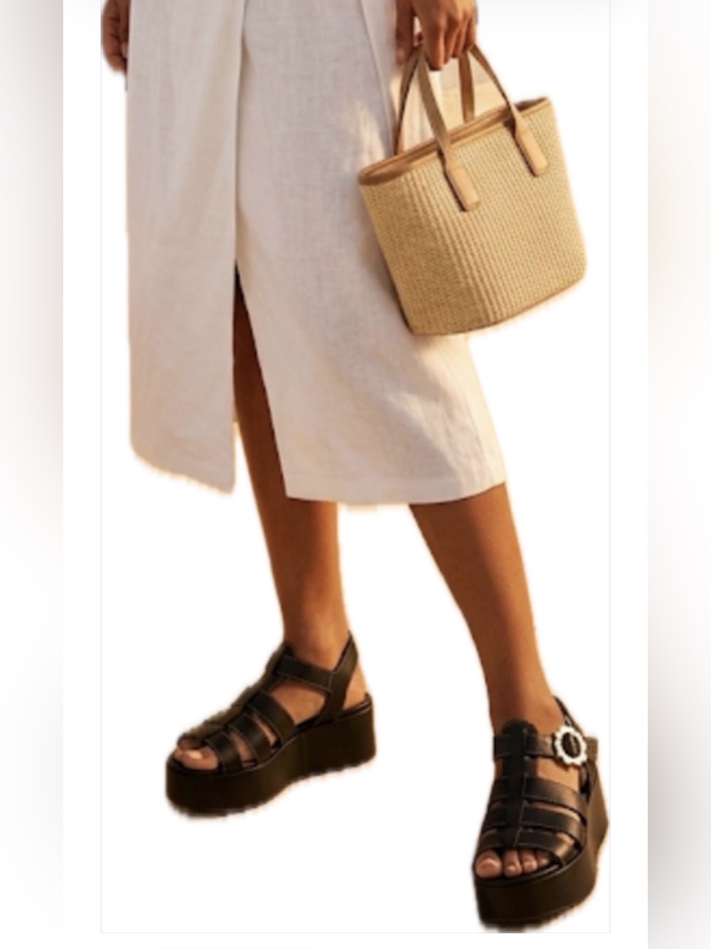 TED BAKER LONDON Black Leather Platform Gladiator Sandals GUC